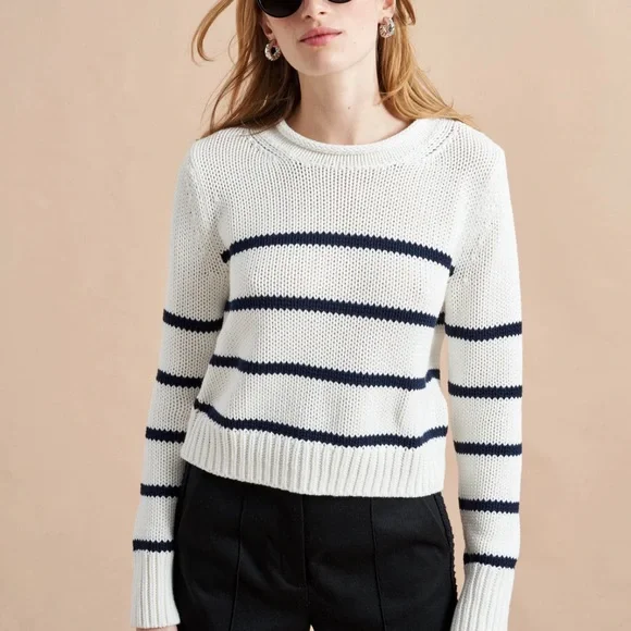 La Ligne Mini Marina Sweater, Ivory/Navy - Picture 3 of 10
